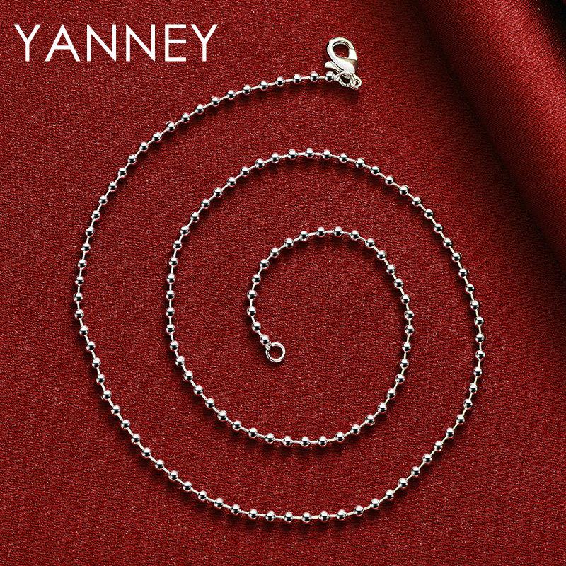 Charm 925 Sterling Silver 18 Inches 2MM Bead Chain Luxury Necklace For Women Men Punk Fashion Jewelry Gift