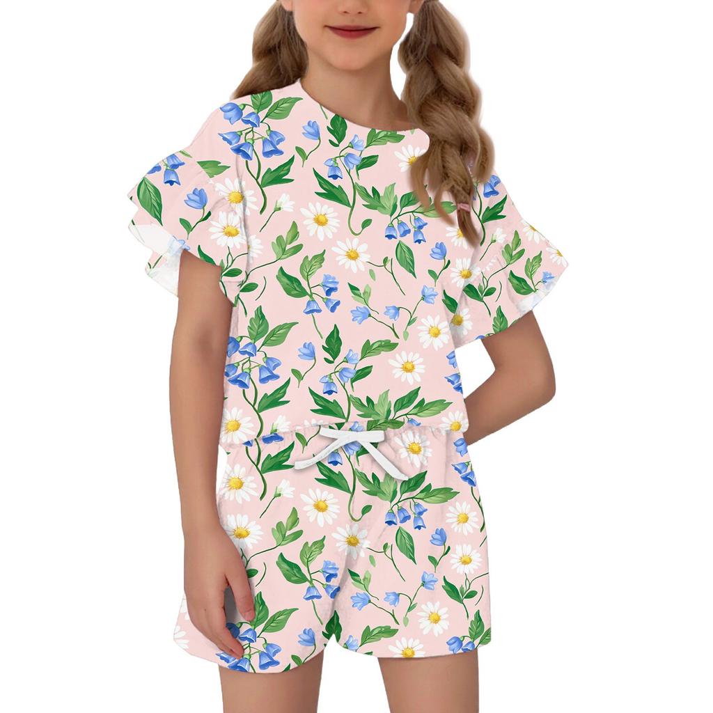 Patriotisches Kinder-Outfit - Kurzarm & Shorts 2-teiliges Set für Mädchen