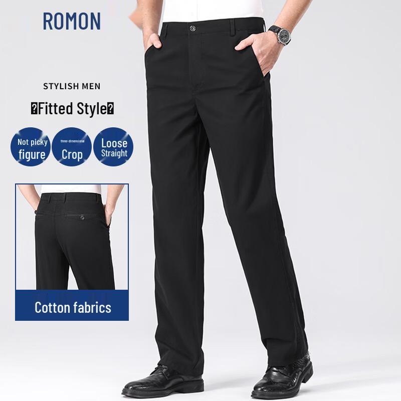 ROMON Men's Business Casual Stretch Straight Pants