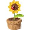 For Home Artificial Flowers Crochet Sunflower for Decorations Funny Positive Gifts for Women Emotional Support Plush Plant