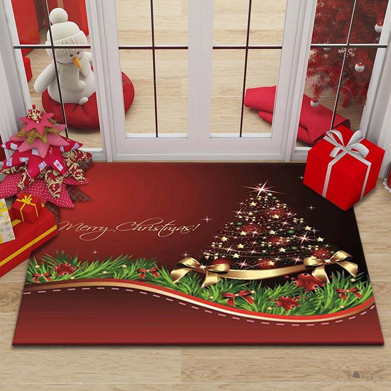 Christmas element Printing Doormat Non-Slip Entrance Rug Merry Christmas for Home Decor Living Room Doorway Indoor Outdoor Use