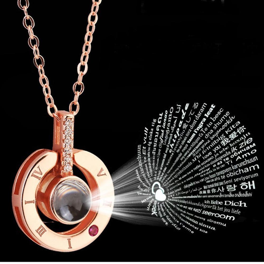 SUMENG New 100 Languages I Love You Projection Pendant Necklace Romantic Memory Wedding Jewelry Gifts 2024