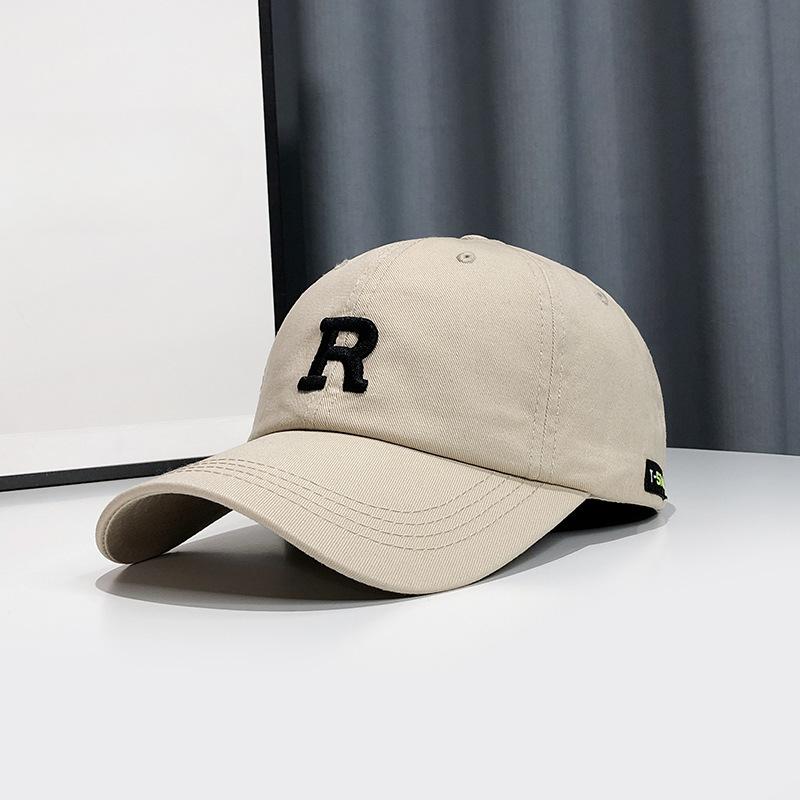 Hat Women's Face Showing Small Baseball Cap Korean Style Trendy Embroidered Letters R Mark Baseball Cap Men