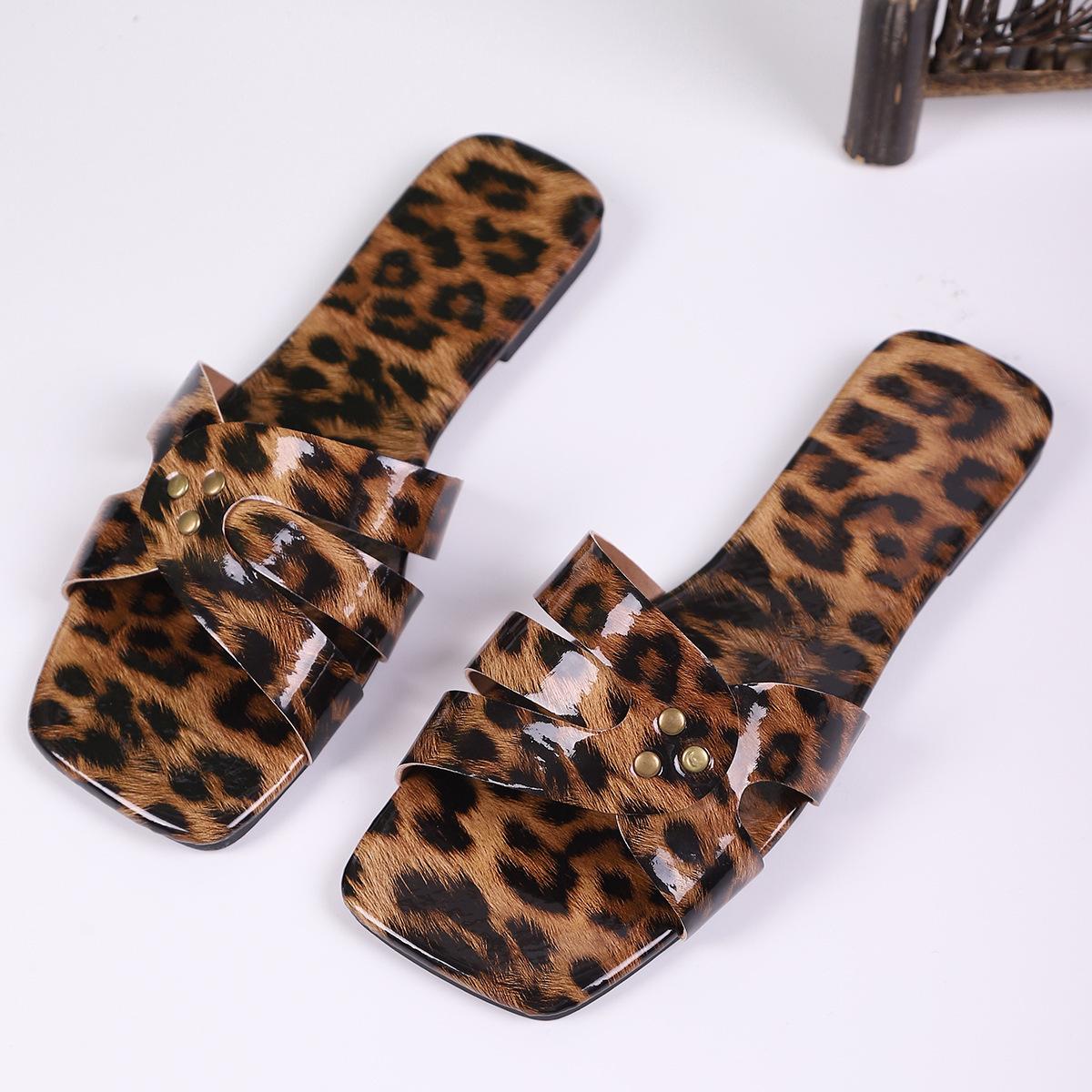 

New spring one-word strap empty women s stiletto slippers bow with leopard print sexy printed high-heeled sandals 43 цветной печати леопарда