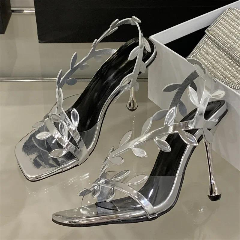 Fashion Summer High Heel Sandals Sexy Design Square Toe Women Sandals Fashion Shoes for Womne Band Thin Heels Banquet Prom Slip-on Shoes