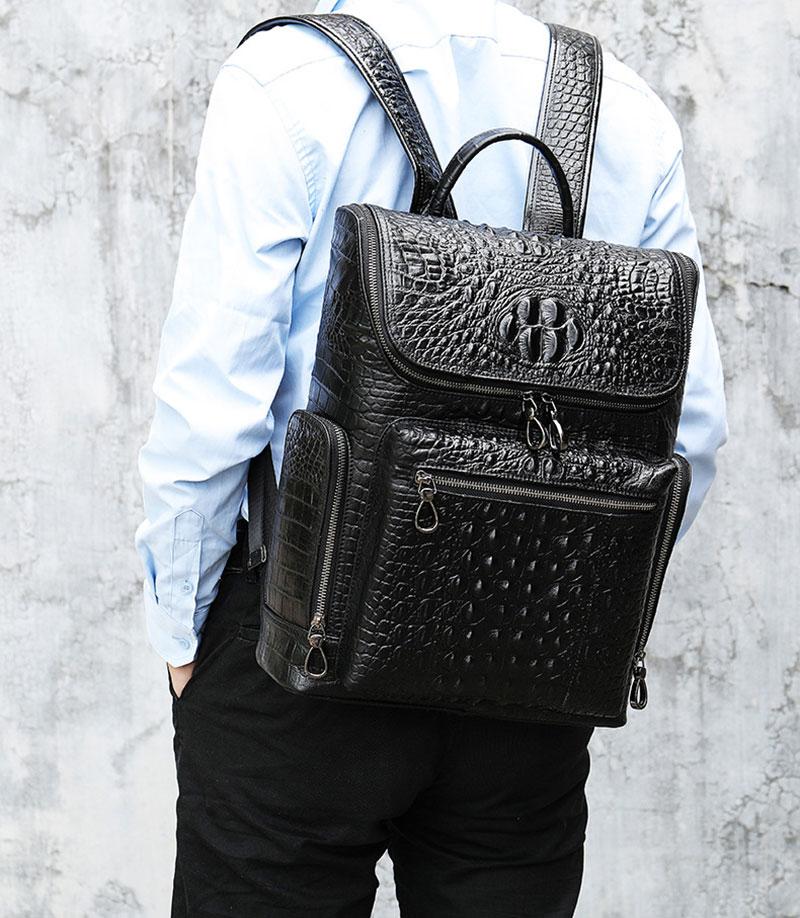 2026 new fashion crocodile leather men's backpack men's bagpack casual fashionable cowhide travel backpack for man real cow skin