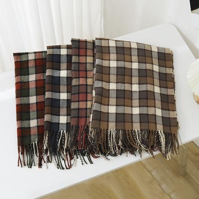 Autumn And Winter New Scarf Women'S Thickened Imitation Cashmere Versatile Student Friendly Shawl Long Checkered Scarf