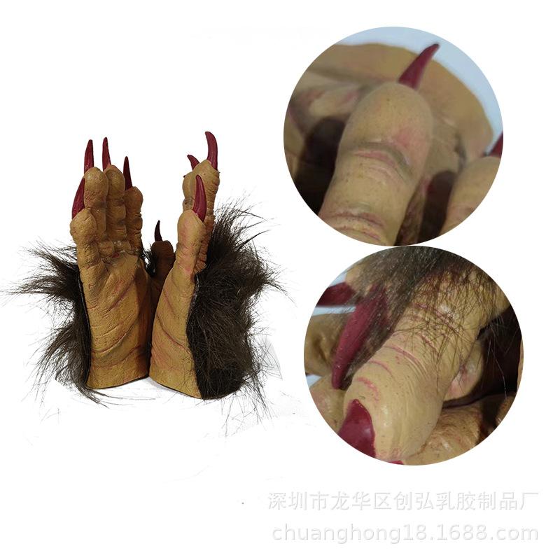 Halloween Horror Red Bull Demon Mask Cosplay Masquerade Party Props Set Latex Gloves