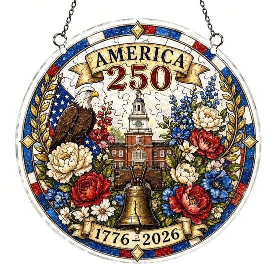 Acrylic Jigsaw Puzzle Suncatcher DIY Sun Catcher US 250th Anniversary Kit Stained Glass Small
