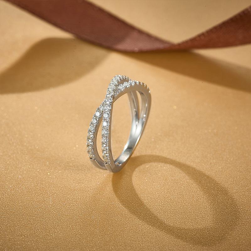 925 Sterling Silver X Cross Ring VVS D 1.5mm moissanite Ring Fine jewelry rings for Engagement Wedding