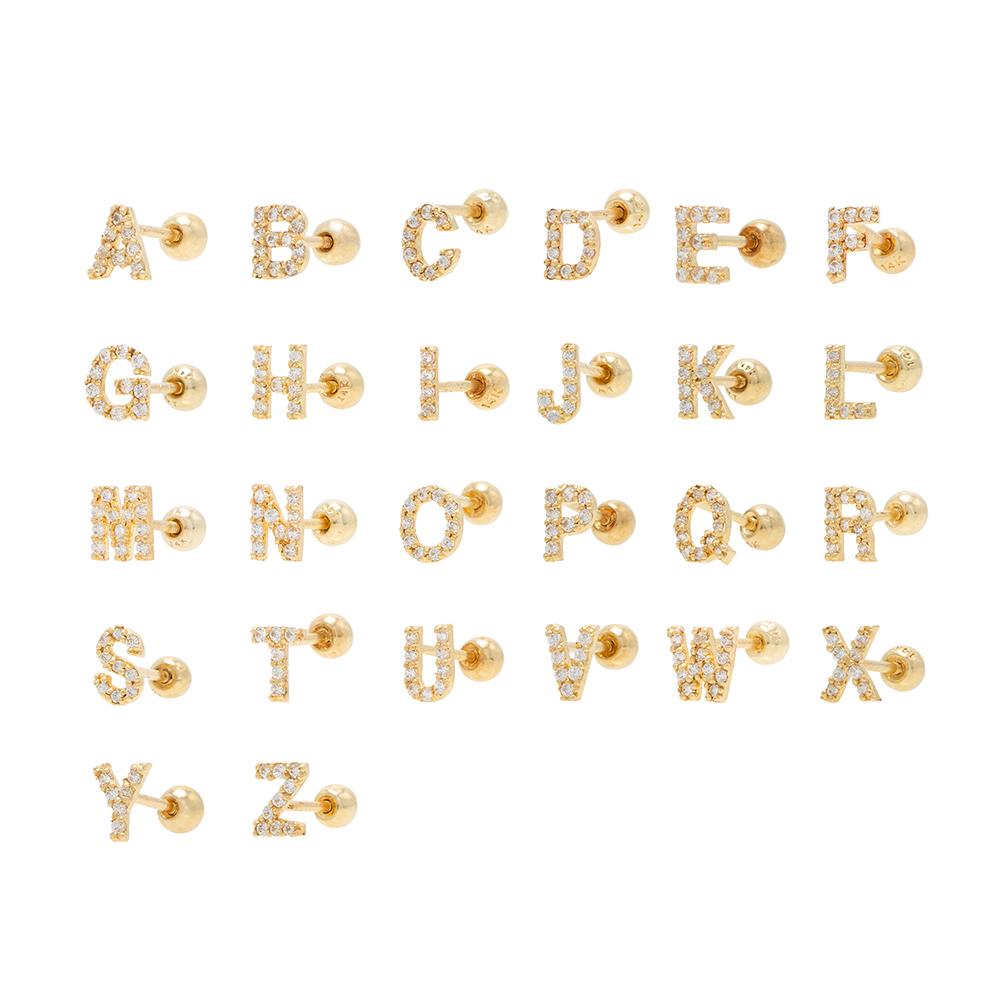 Lunne 14K Shining Initial Piercing (14K Gold) #E08 (B Type)