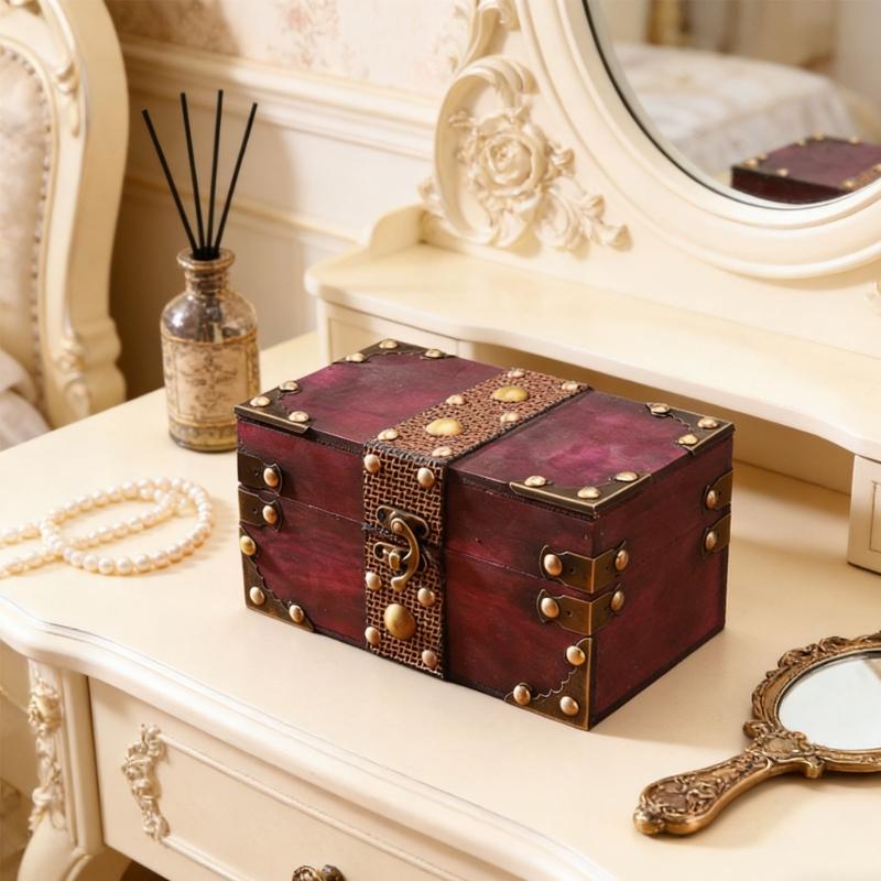 Antique Style Handcrafted Wood Storage Box For Jewelry Organiser And Home Decoration Decorative Case