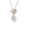 Zhuji Classic Camellia Baroque Pearl Pendant Necklace with Micro-Paved Zircon