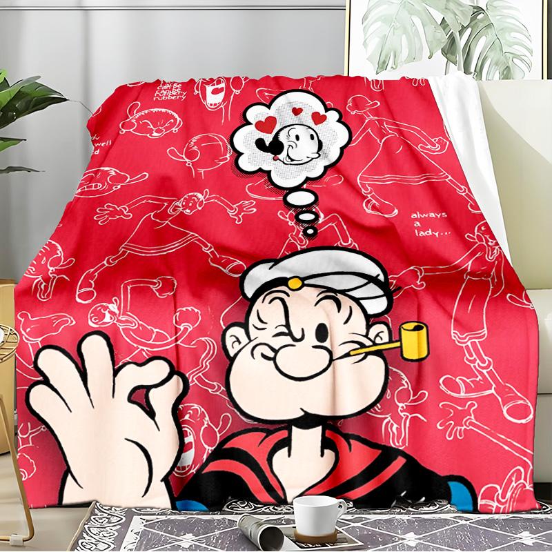 Po-peye And Olive In Action Blanket Flannel Throw for Sofa, Indoor, Camping, Living Room, Office, Chair, And Bed Soft Birthday Gift
