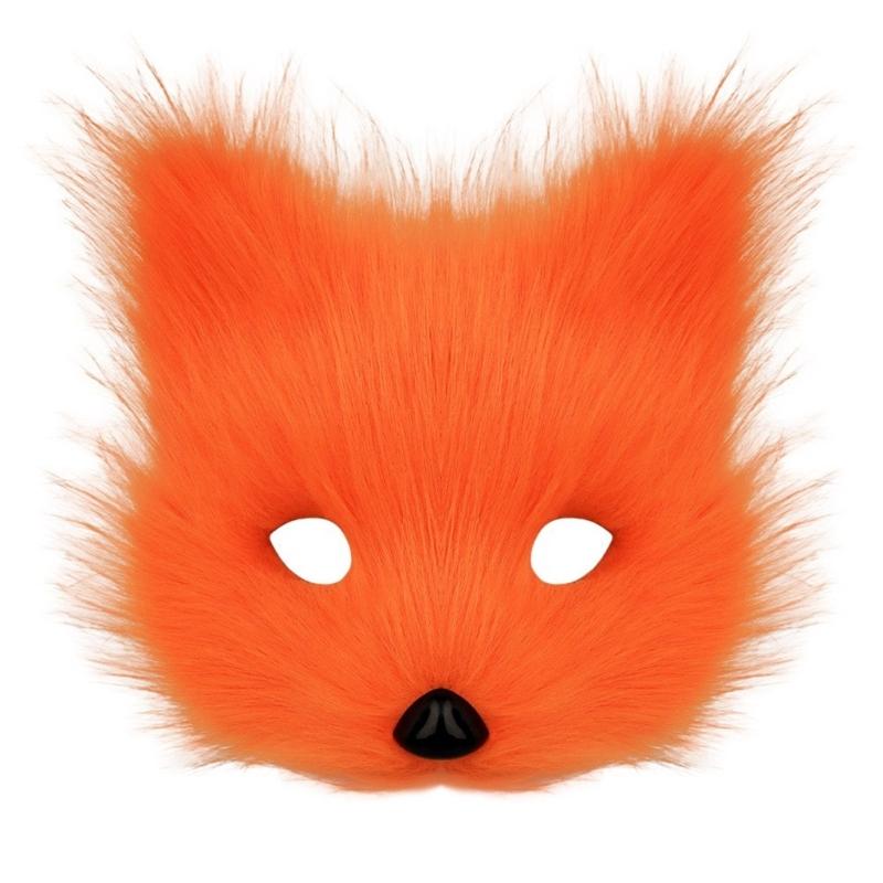 Wolf Foxes Costume Set Plush Animal Mask Animal Tail and Glove, Halloween Animal Costume for Kid Adult Halloween Cosplay