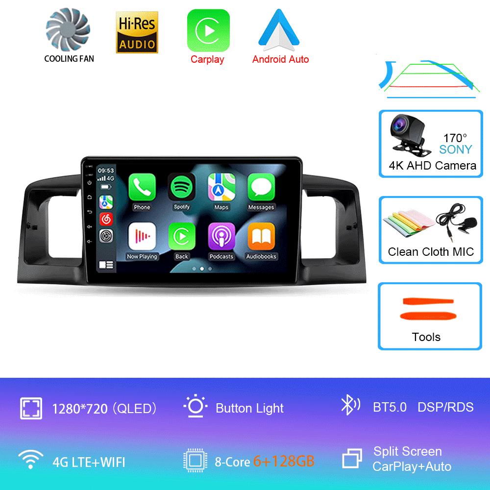 Car Radio Android 14 For Toyota Corolla E120 BYD F3 2007 - 2011 Navigation Multimedia Player Stereo GPS WiFi+4G DSP Carplay+Auto
