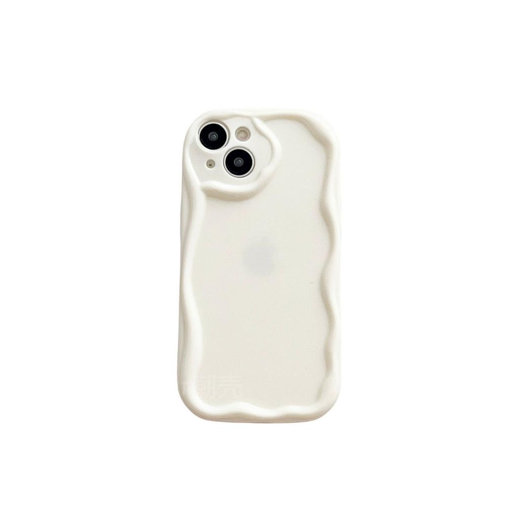 Wavy Mobile Phone Case Apple 16promax Suitable for IPhone 15/14 Cream Shell 13 Anti-fall