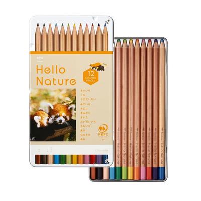 Tombow Colorido 12 Cores Design para Alunos do Ensino Fundamental para 6 Anos de Lápis de Cor Hello Nature, (Eixo Hexagonal), (Uso Simples), Panda,