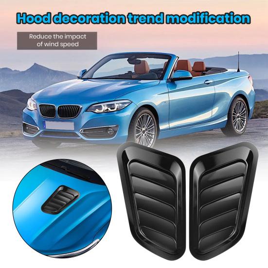 2Pcs Car Hood Air Vent Cover UV-proof Non-Fading Solid Color Universal Size Easy To Install Car Hood Vent Scoop Kit