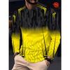 Geometric Pattern Gradual Change Printed Round Neck Long Sleeve T-shirt, Casual Fashion Streetwear