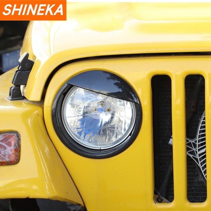 SHINEKA Car Front Headlight Lamp Decoration Cover for Jeep Wrangler TJ 1997 1998 1999 2000 2001 2002-2006 Exterior Accessories