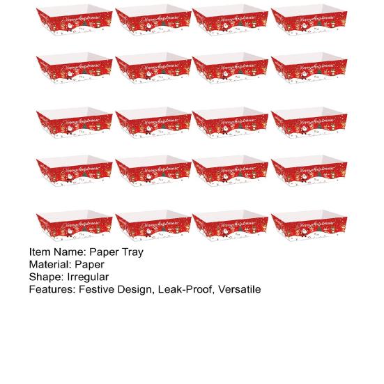 Christmas Snack Trays Disposable Paper Food Boats for Party Platters Santa Santa Tree Designs Serving Tray Leak-Proof Food Holders for Holiday