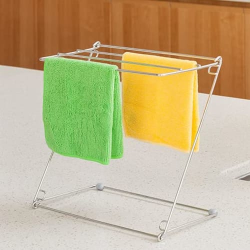 

QuiExact Skater Dish Drying Rack, Flower Design, Stainless Steel, Easy to Use, Kitchen Supplies, Kitchen Storage