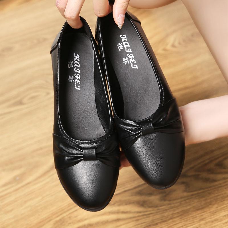 Women Wedges Pumps PU Leather Heels Slip On Shoes Black Office Lady Shoes Spring Summer Pumps Shallow Platform Zapatos