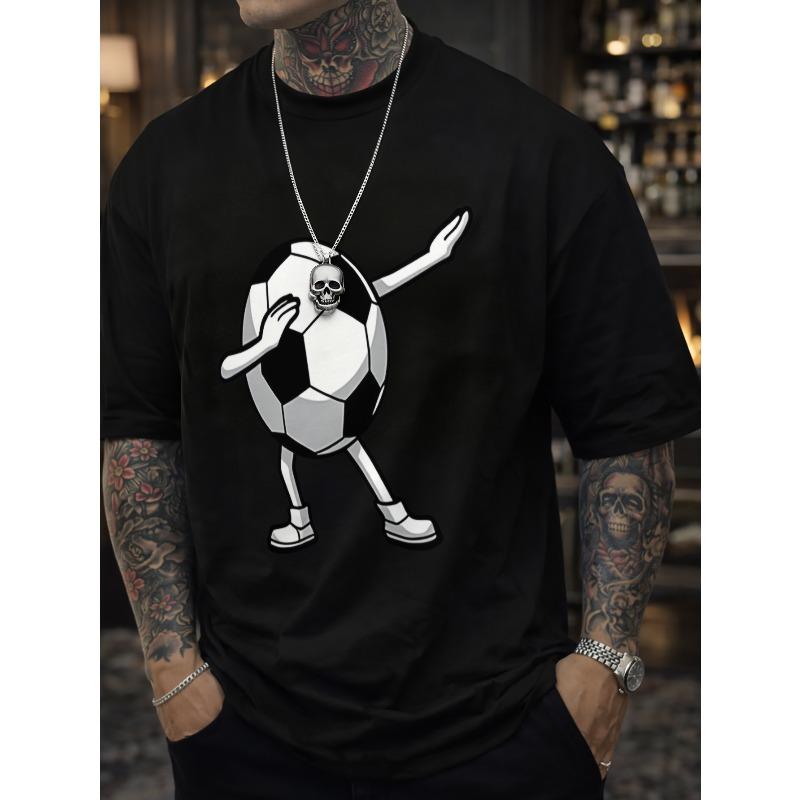 

European Size Loose-Fit Dancing Soccer Ball Mascot T-Shirt - Casual Streetwear Short-Sleeve Round Neck Shirt Suitable for Friends and Family 4XL