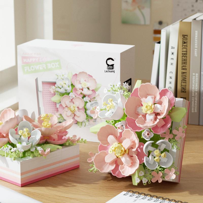 Secret Garden Flower Building Blocks: Rose & Carnation Potted Plant Toy - Perfect for Children's Play and Teacher's Day Gifts