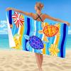 Striped Turtle Print Microfiber Towel, Extra Large Quick Dry Soft with Pocket for Travel