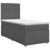 Box Spring Bed with Mattress Dark Grey Single Fabric