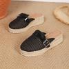 Papuci Casual de Primăvară 2026 pentru Femei, din PU și Paie Împletită, cu Vârf Închis și Talpă Groasă