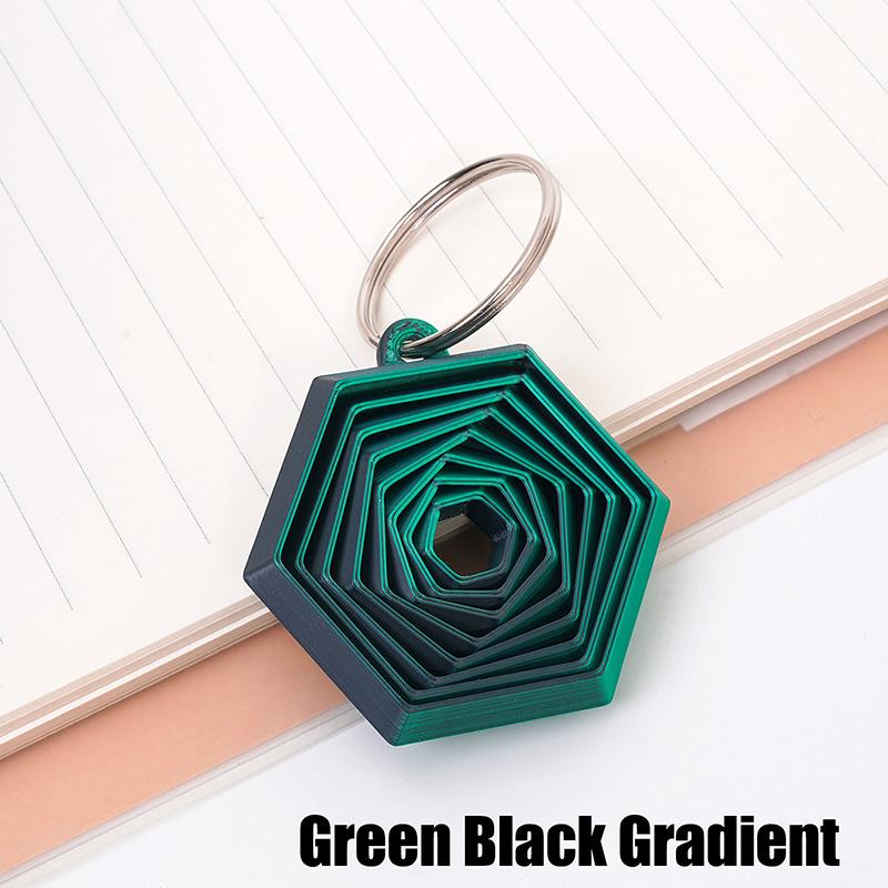 1 Piece Couple Key Hook Gift For Friends Creative 3D Printed Hexagon Keychain Can Push-Pull-Rotate Fidget Stress Relief Toy