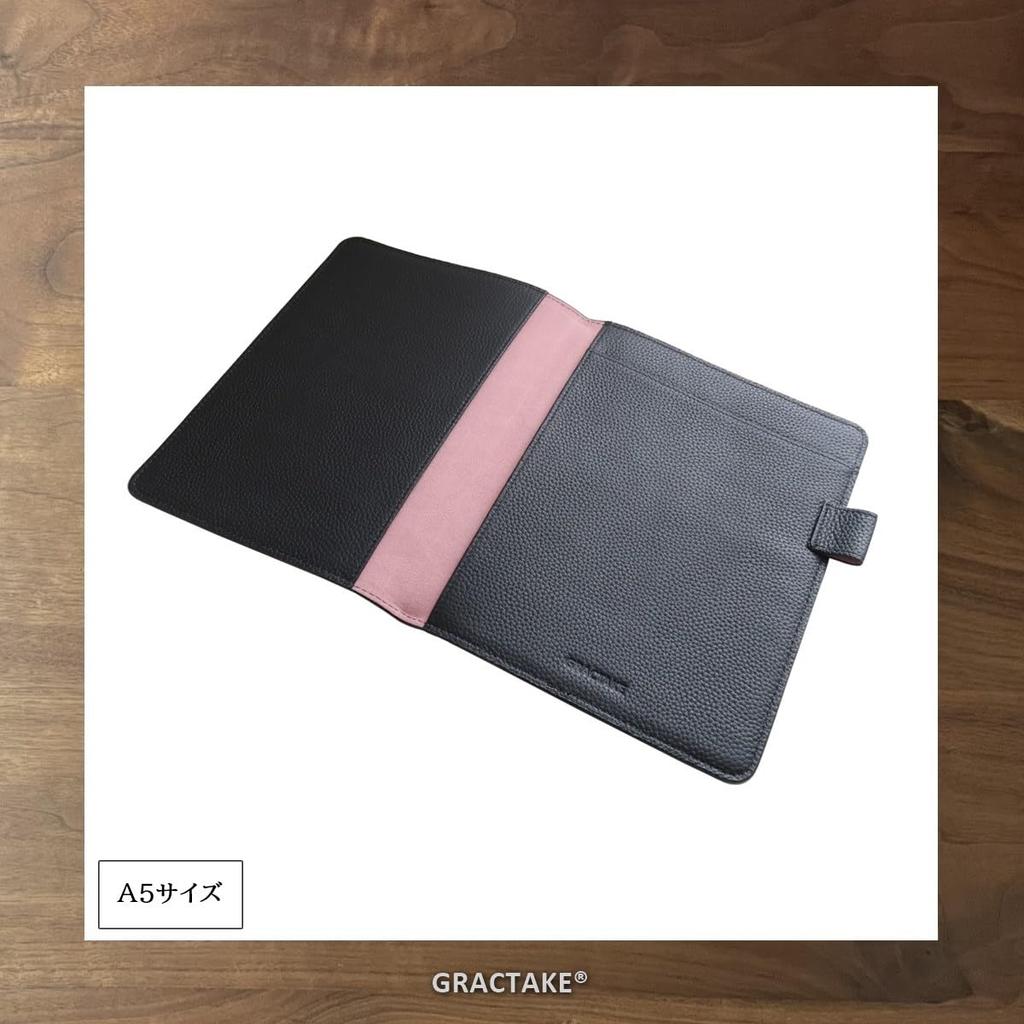 GRACTAKE A5 Notebook Cover, Fits 2 or 3 College Notebooks, Report Paper, and Memo Pads, Genuine Leather, NC-A5 (Black)