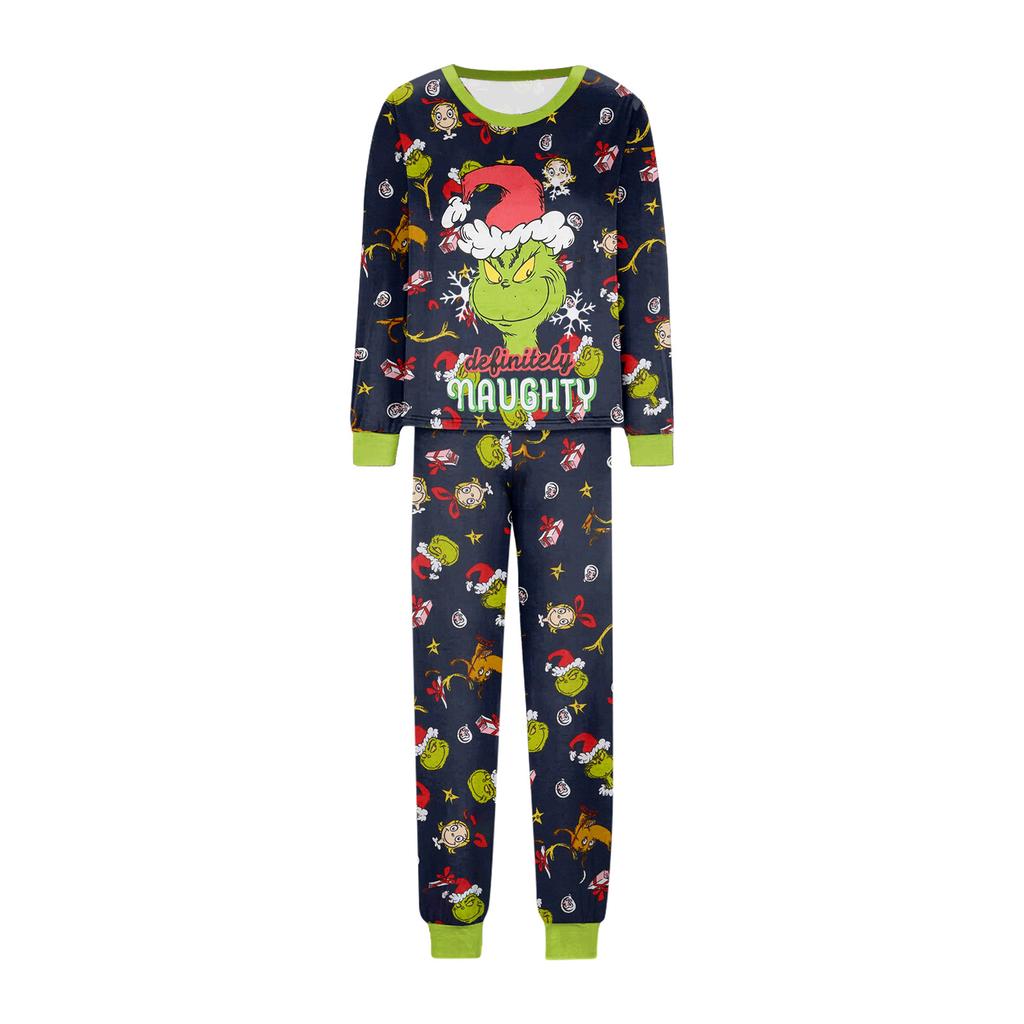 Print Cute Family Set Pajamas, Home Clothes, Family Set Long Sleeve Top Pants Set