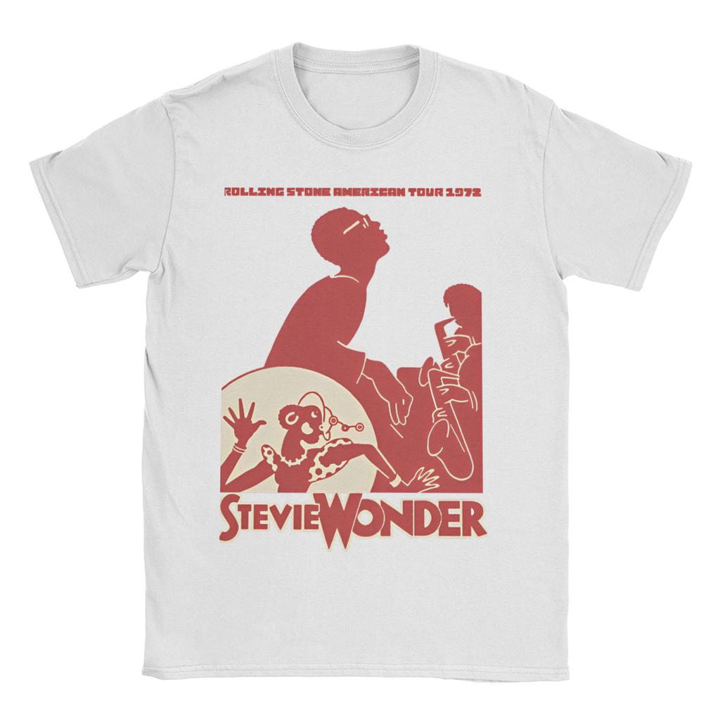 Herren 2025 Heißer Sommerverkauf STEVIE WONDER T-Shirt Reine Baumwolle Kleidung Neuheit Kurzarm O-Ausschnitt T-Shirts Sommer T-Shirt