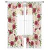 Red Pink And White Roses Tulle Sheer Window Curtains For Living Room The Bedroom Modern Chiffon Voile Curtains Fabric Drapes