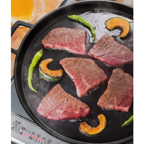 26cm Round Cast Iron Iron Plate, Approximately 5mm Thick, Perfect for Okonomiyaki, Yakiniku, Steak, Yakisoba, and Monjayaki. Compatible with Gas and I