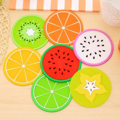 Non -slip Cup Mat Silicone Cup Insulation Pad Fruit Shape Cup Coaster Dining Table