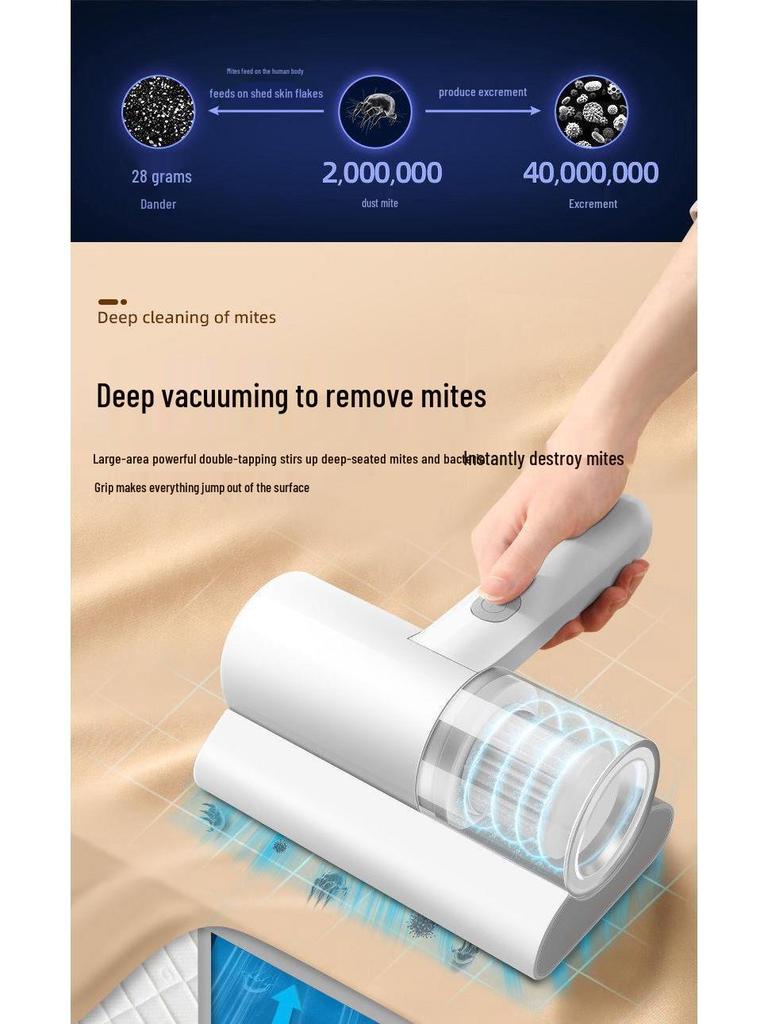 Wireless UV Vacuum Cleaner for Beds: Strong Odor & Dust Mite Removal with Sterilization