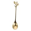 17pcs Gold Small Leaf Handle Coffee Spoons Swan Dessert Forks New Gold Swan Base Holder  Kitchen