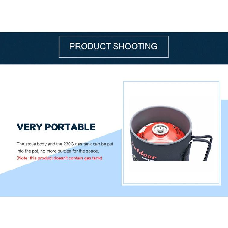 APG Portable 1400ml Cooking System Outdoor Hiking Camping Stove Heat Exchanger Pot Propane Gas Burners