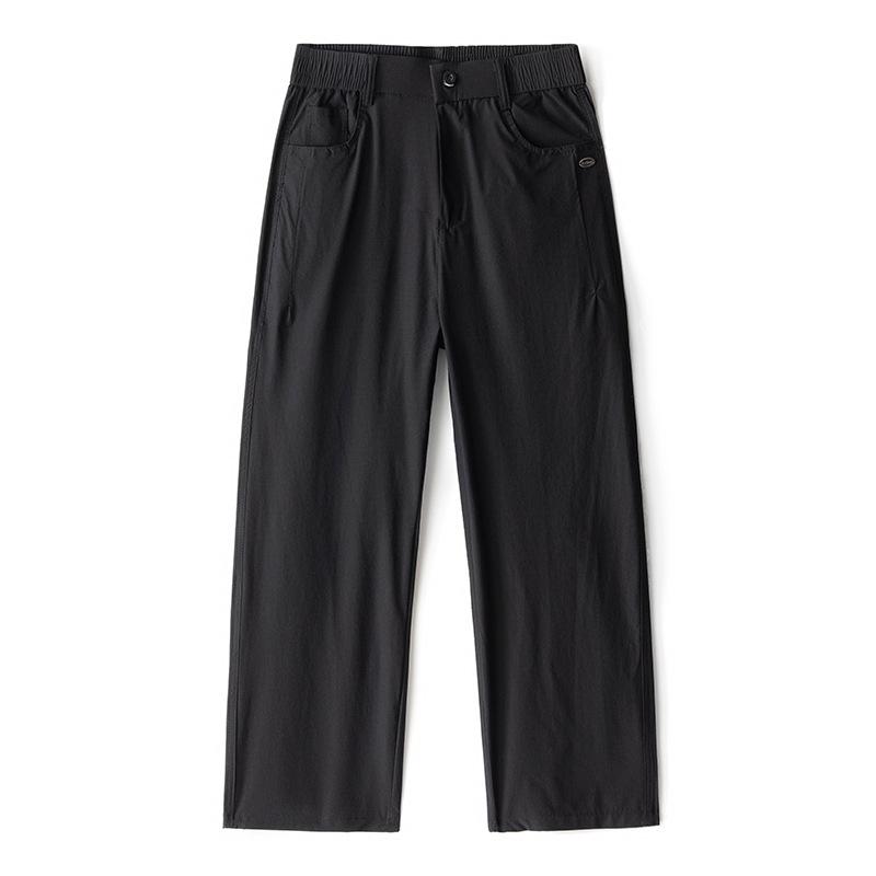 Thin Nylon Ice Silk Pants for Men Commuting Waist Loose Straight Version Cool 9 Casual Pants