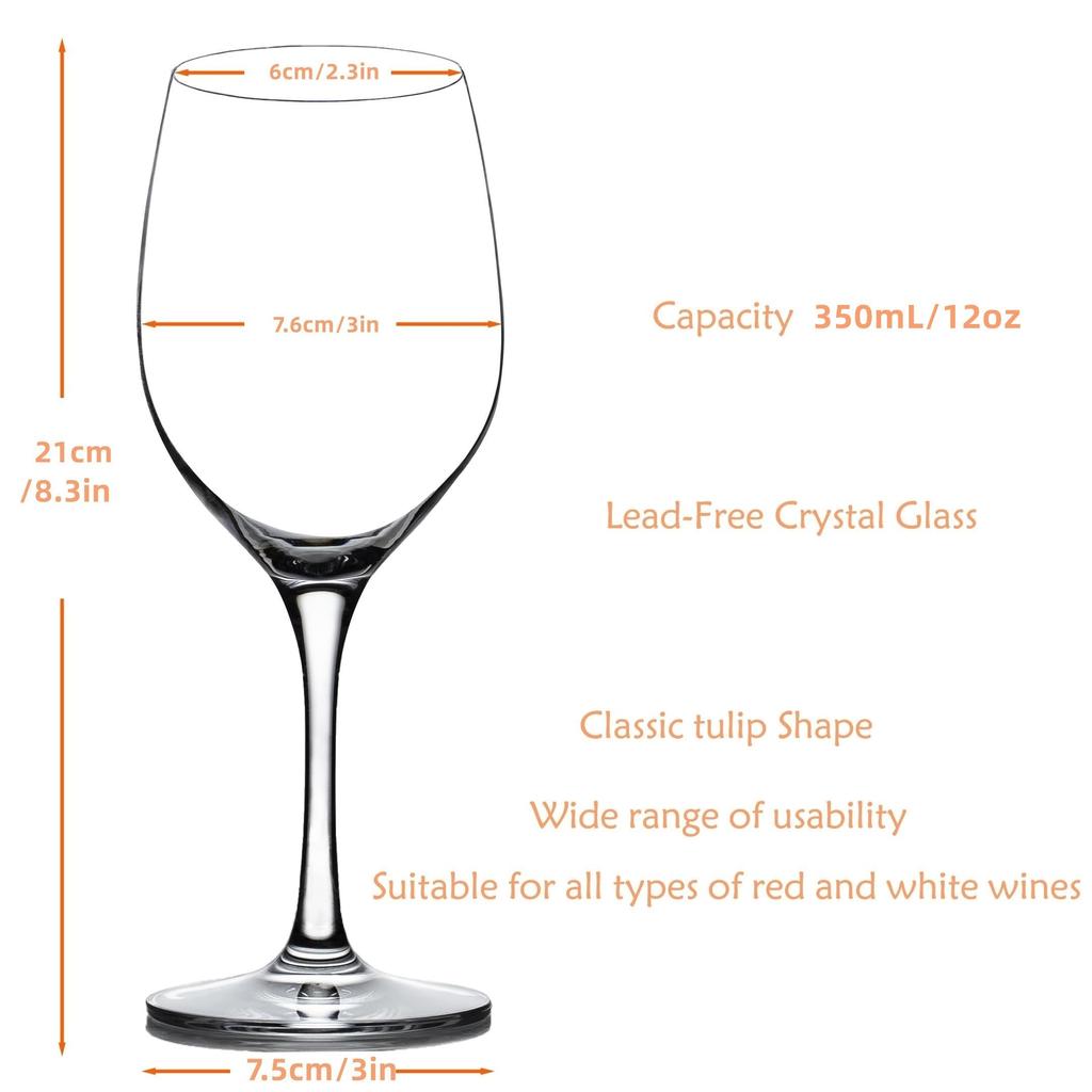 2 Stück Weingläser aus Kristallglas, 12 oz Weingläser für Rot- und Weißwein, bleifreie, hochwertige, kristallklare Kelche mit Geschenkbox für Männer und Frauen, spülmaschinenfest