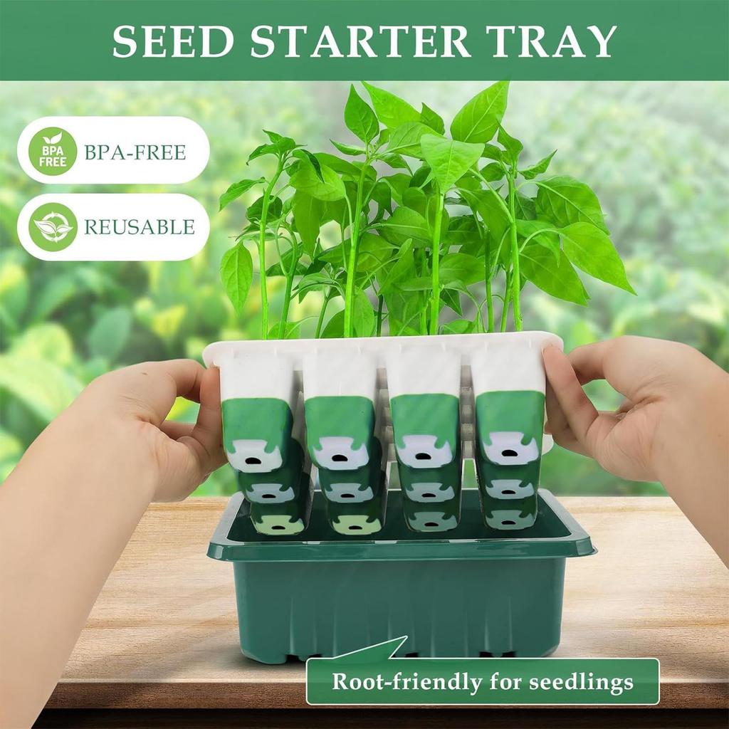 Zásobníky na sazenice, Klíčící misky na rostliny s odvětrávanými kupolemi pro regulaci vlhkosti a základnami, Zahradnické potřeby pro pěstování uvnitř