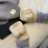 Cartoon Rabbit Ears Mittens Thickened Flip Cover Plush Gloves Half Finger Gloves Autumn/Winter