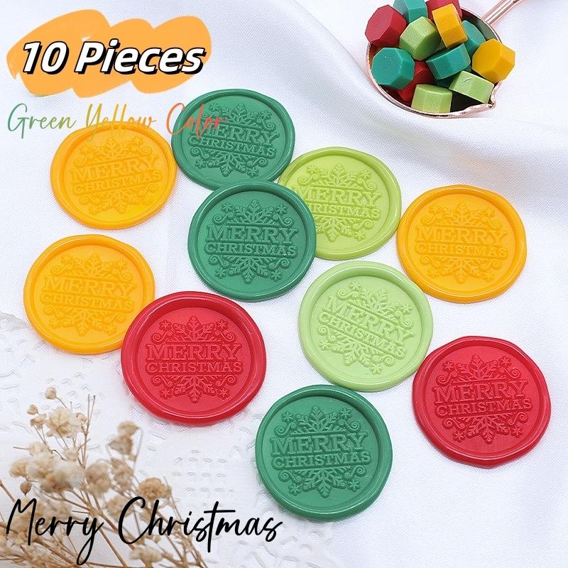 Merry Christmas Wax Seal Stickers Holiday Wedding Invitation Seals Self-Adhesive Envelope Seals for Journal Scrapbooking 10PCS