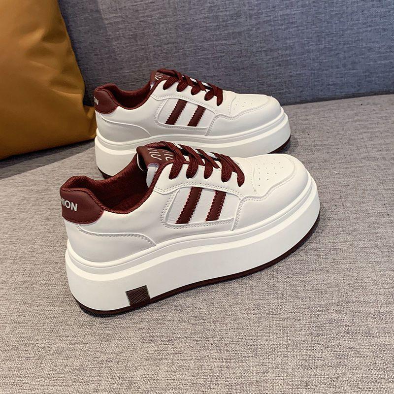 

Женские демисезонные туфли на толстой подошве, новая осенняя универсальная модель, маленькие туфли-маффины цвета ангольский красный 40