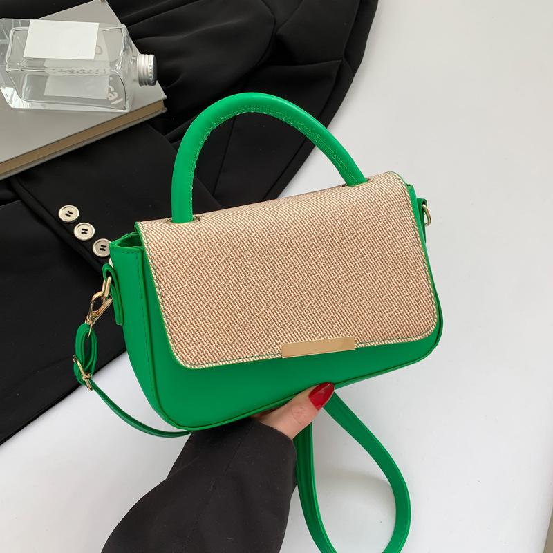 Pack Enjoy Time Popular Texture Splicing 2025 New Trendy Casual Fashion Simple Solid Color Foreign Style One Shoulder Crossbody Bag